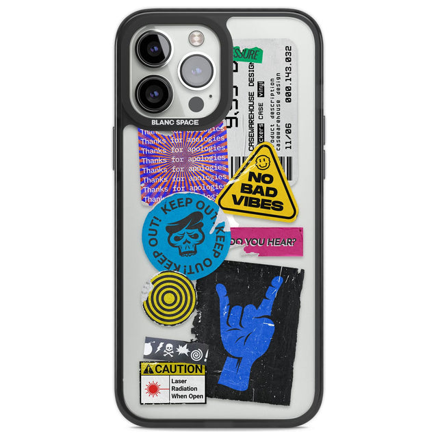 No Bad Vibes Sticker Mix Phone Case iPhone 13 Pro Max / Black Impact Case,iPhone 14 Pro Max / Black Impact Case Blanc Space