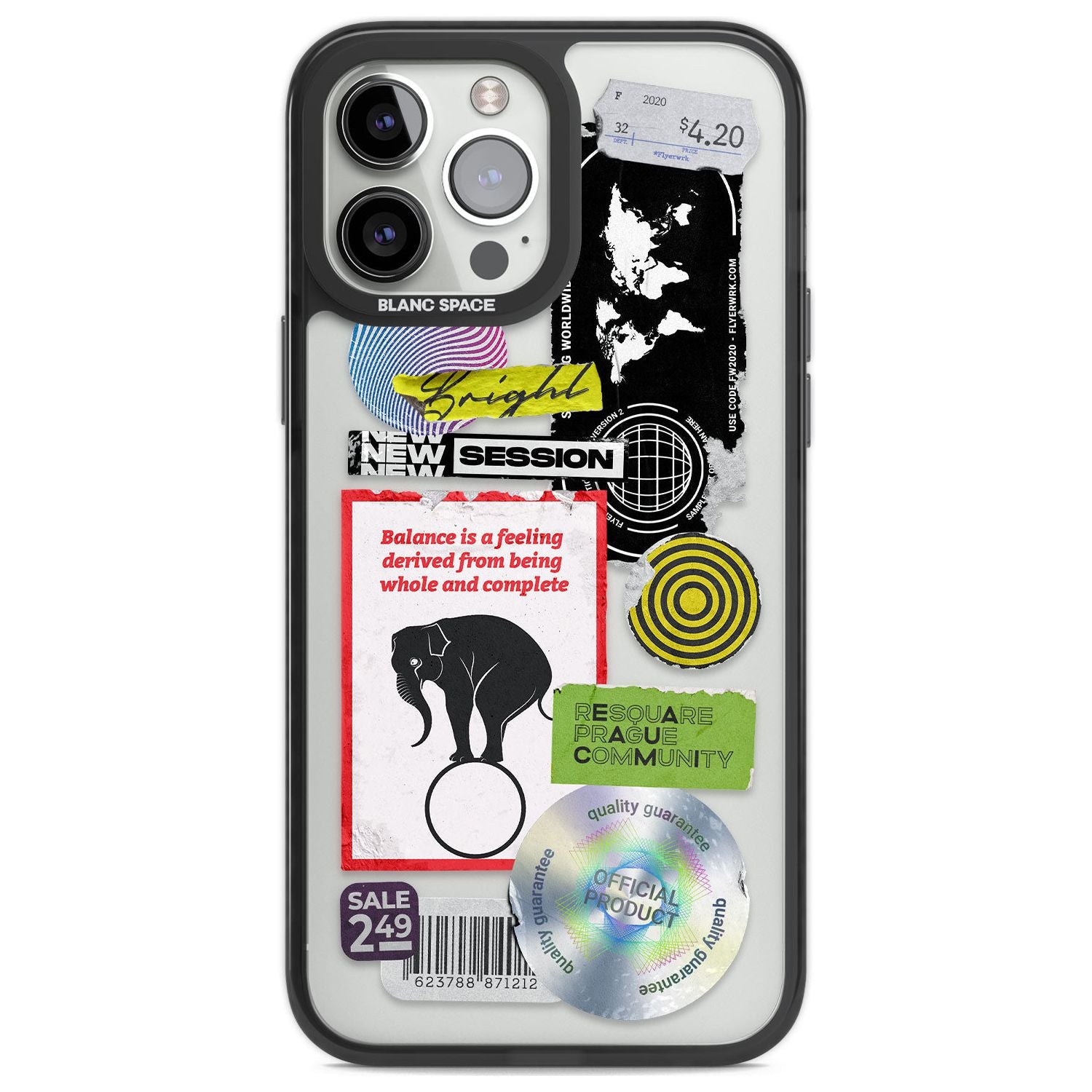 Peeled Sticker Mix Phone Case iPhone 13 Pro Max / Black Impact Case,iPhone 14 Pro Max / Black Impact Case Blanc Space