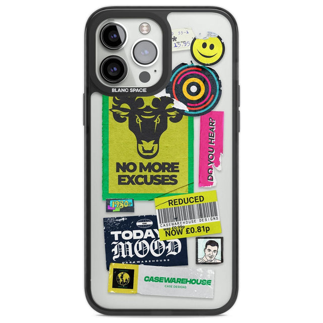 No More Excuses Sticker Mix Phone Case iPhone 13 Pro Max / Black Impact Case,iPhone 14 Pro Max / Black Impact Case Blanc Space