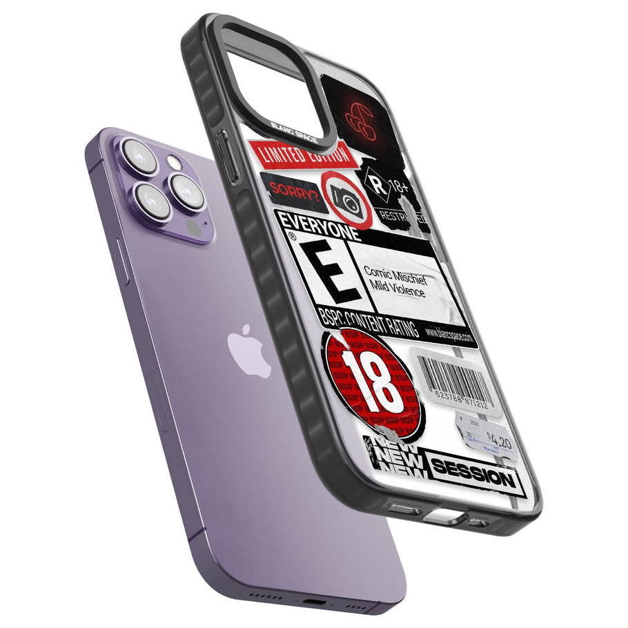 Parental Advisory Sticker Mix iPhone Case - iPhone 14 Pro Max / Black ...