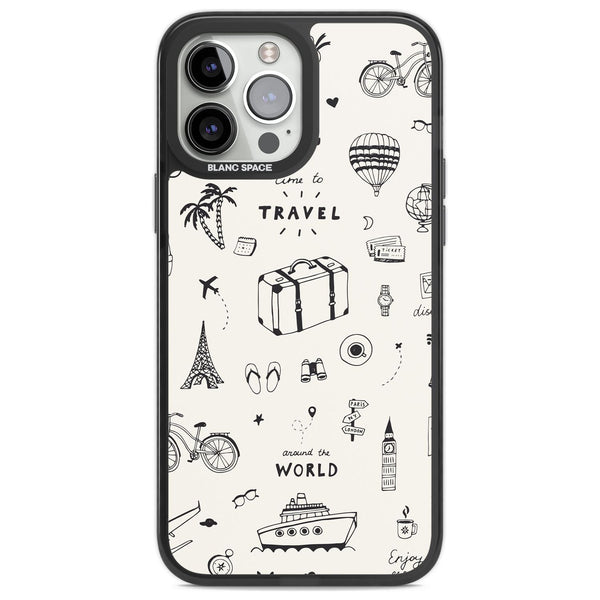Cute Travel Pattern, White On
