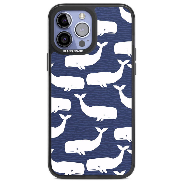 Cute Whales Phone Case iPhone 13 Pro Max / Black Impact Case,iPhone 14 Pro Max / Black Impact Case Blanc Space