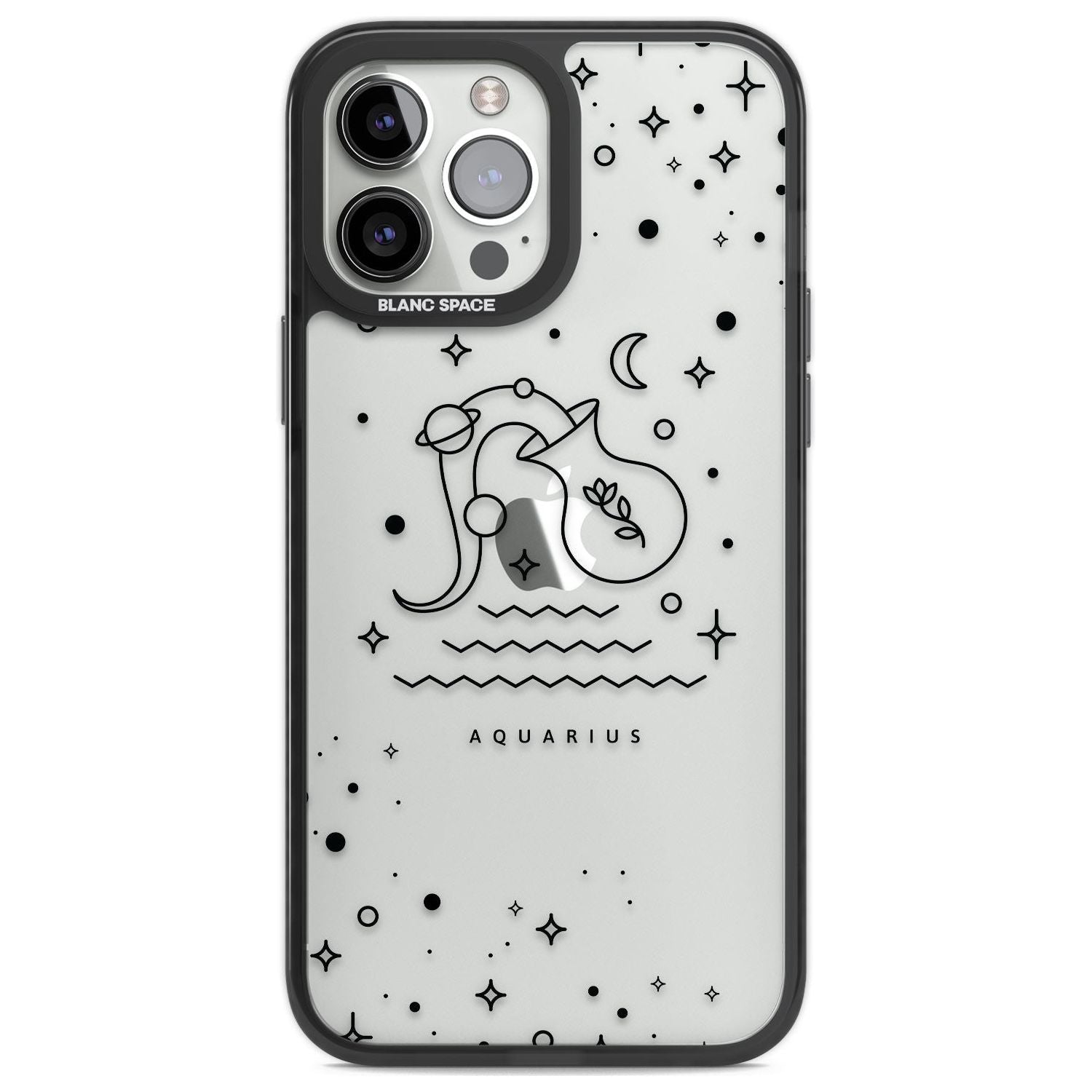 Aquarius Emblem - Transparent Design Phone Case iPhone 13 Pro Max / Black Impact Case,iPhone 14 Pro Max / Black Impact Case Blanc Space