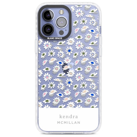 Personalised Grey & White Daisies Floral Design Custom Phone Case iPhone 13 Pro Max / Impact Case,iPhone 14 Pro Max / Impact Case Blanc Space