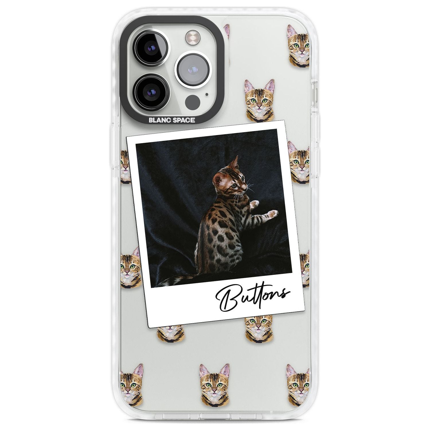 Personalised Bengal Cat Photo Custom Phone Case iPhone 13 Pro Max / Impact Case,iPhone 14 Pro Max / Impact Case Blanc Space
