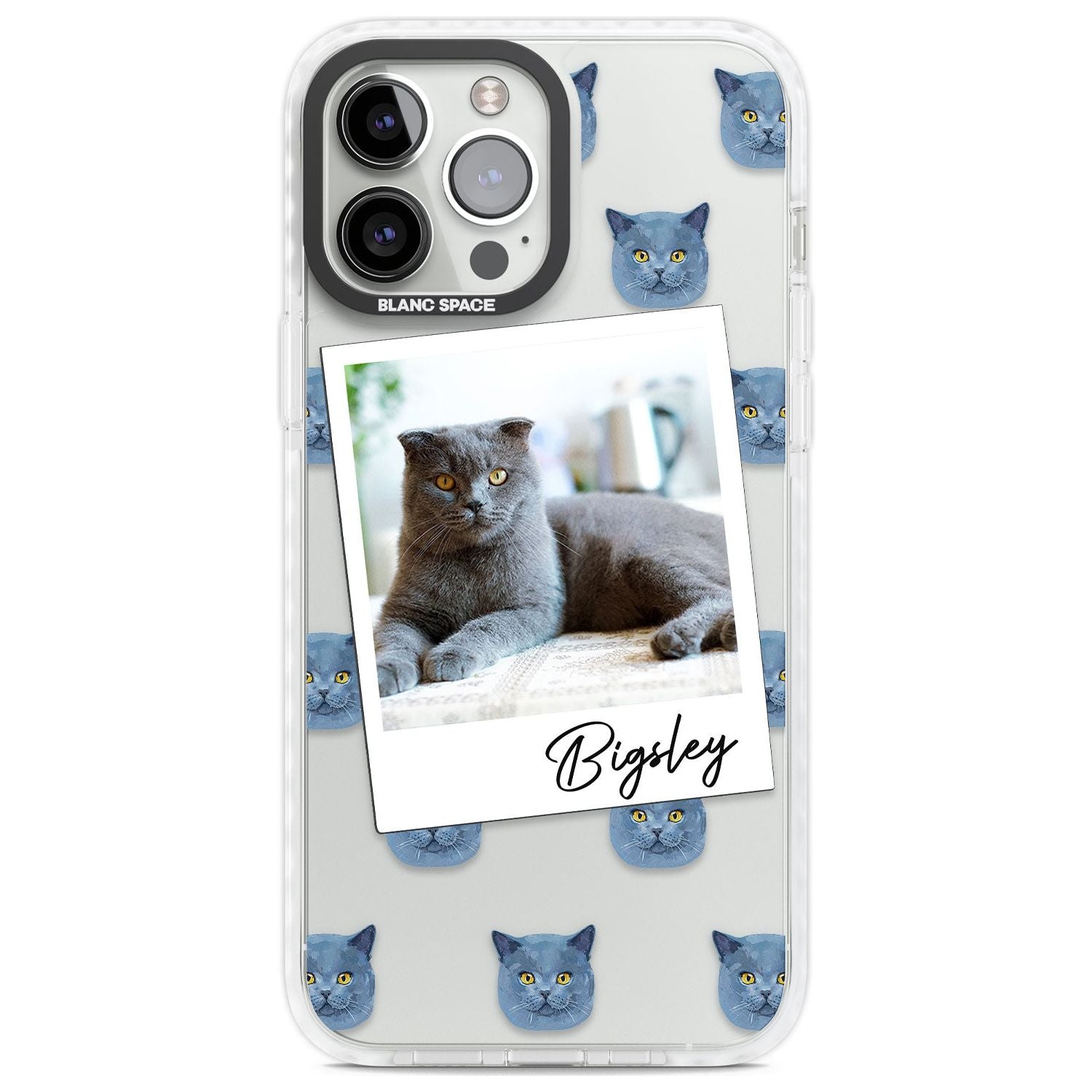 Personalised English Blue Cat Photo Custom Phone Case iPhone 13 Pro Max / Impact Case,iPhone 14 Pro Max / Impact Case Blanc Space