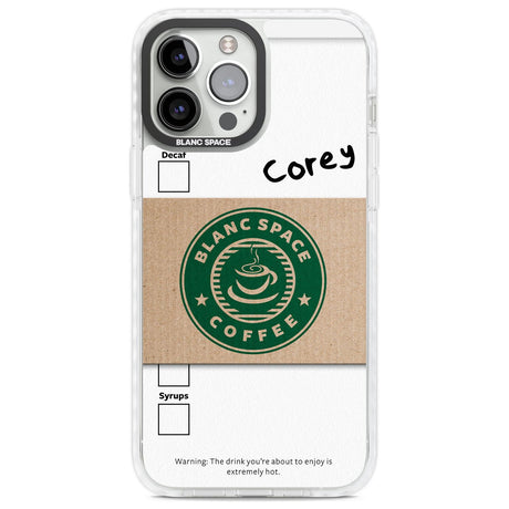 Personalised Coffee Cup Custom Phone Case iPhone 13 Pro Max / Impact Case,iPhone 14 Pro Max / Impact Case Blanc Space