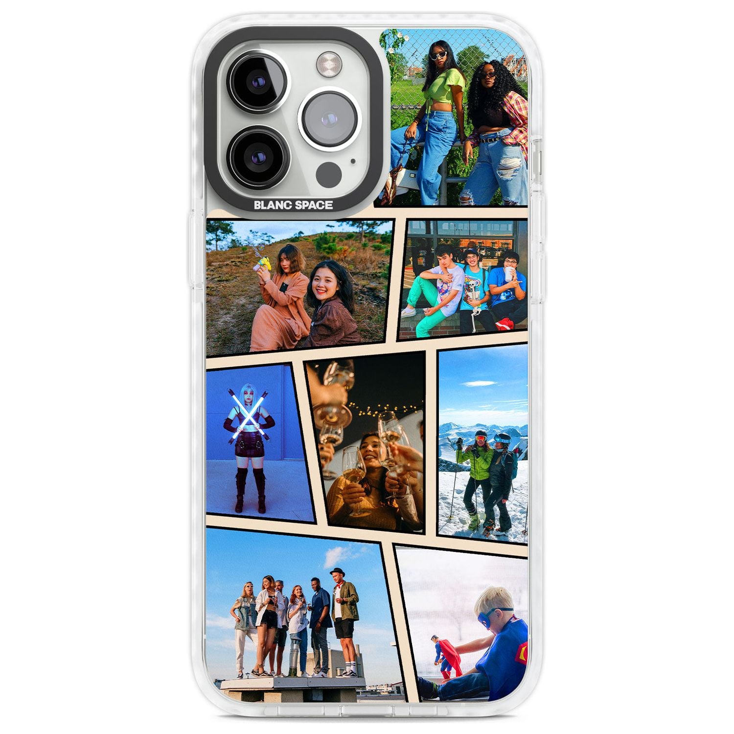 Comic Strip Photo Custom Phone Case iPhone 13 Pro Max / Impact Case,iPhone 14 Pro Max / Impact Case Blanc Space