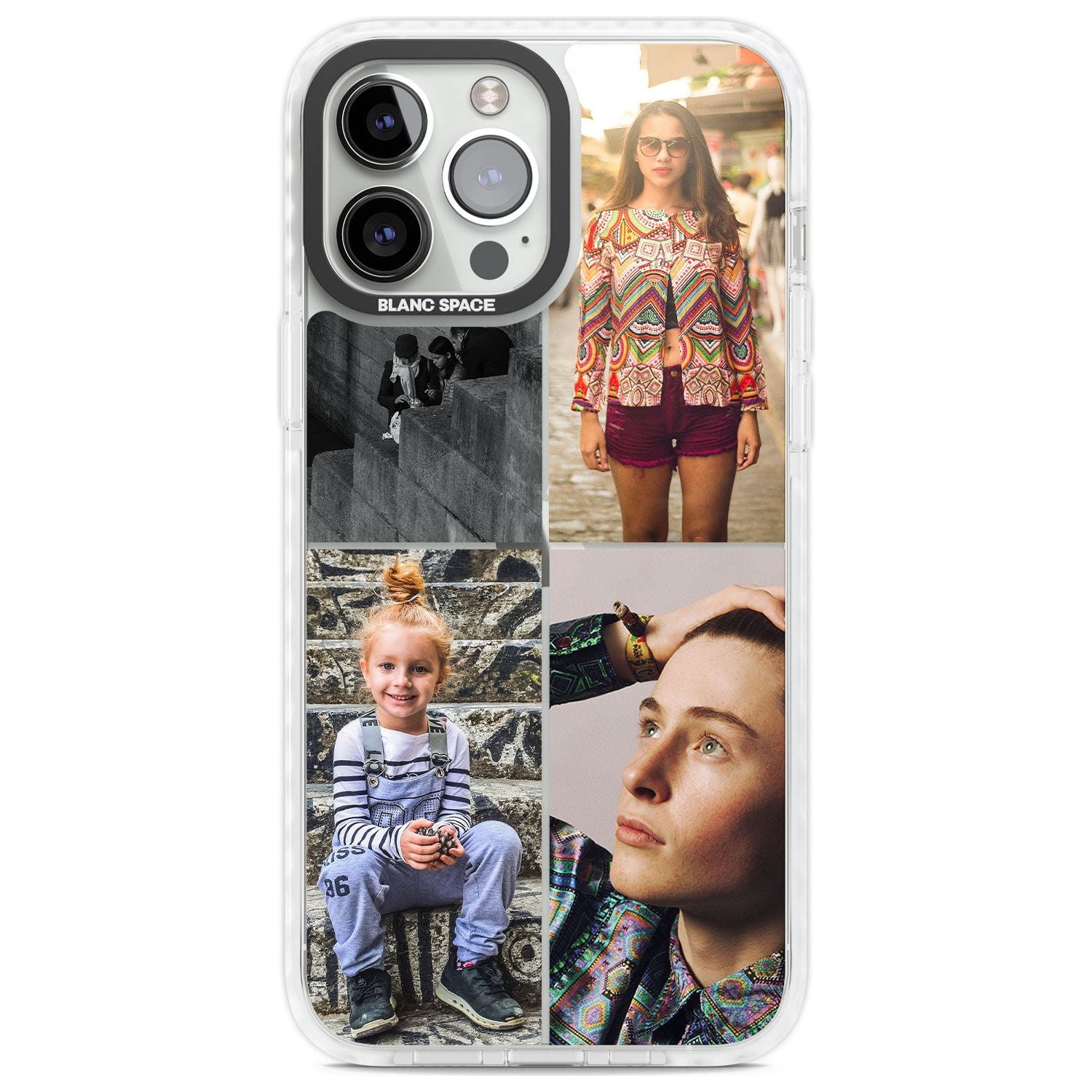 Personalised 4 Photo Grid Custom Phone Case iPhone 13 Pro Max / Impact Case,iPhone 14 Pro Max / Impact Case Blanc Space
