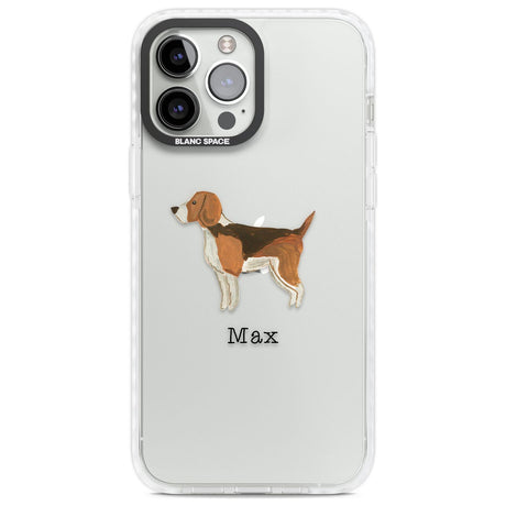 Personalised Hand Painted Beagle Custom Phone Case iPhone 13 Pro Max / Impact Case,iPhone 14 Pro Max / Impact Case Blanc Space