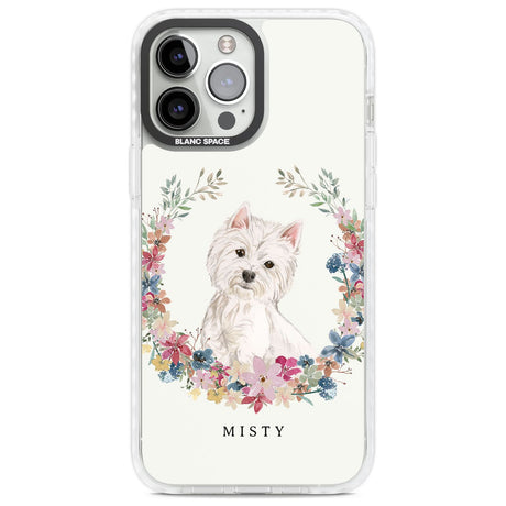 Personalised Westie Watercolour Dog Portrait Custom Phone Case iPhone 13 Pro Max / Impact Case,iPhone 14 Pro Max / Impact Case Blanc Space
