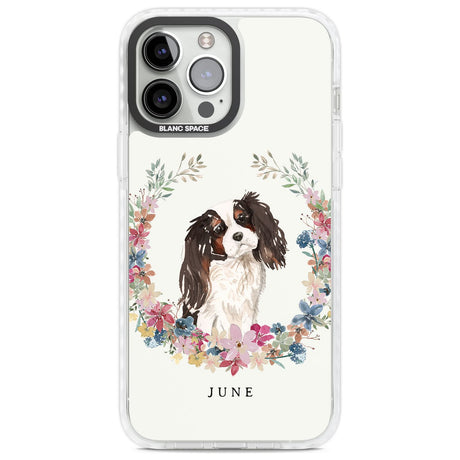 Personalised Tri Coloured King Charles Watercolour Dog Portrait Custom Phone Case iPhone 13 Pro Max / Impact Case,iPhone 14 Pro Max / Impact Case Blanc Space