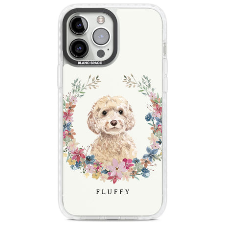 Personalised Champagne Cockapoo - Watercolour Dog Portrait Custom Phone Case iPhone 13 Pro Max / Impact Case,iPhone 14 Pro Max / Impact Case Blanc Space