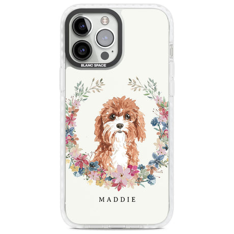 Personalised Cavapoo - Watercolour Dog Portrait Custom Phone Case iPhone 13 Pro Max / Impact Case,iPhone 14 Pro Max / Impact Case Blanc Space