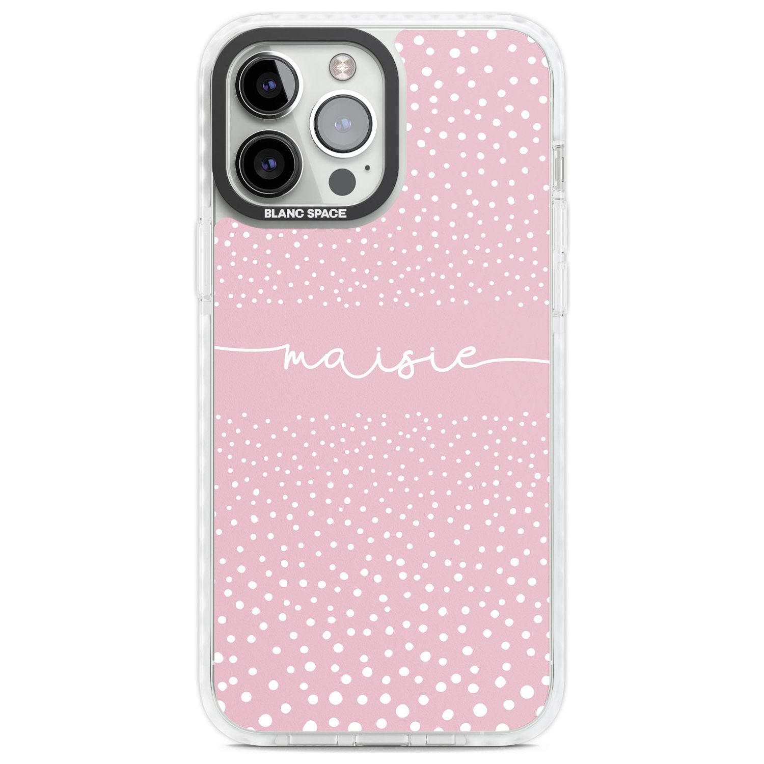 Personalised Pink Dots Custom Phone Case iPhone 13 Pro Max / Impact Case,iPhone 14 Pro Max / Impact Case Blanc Space