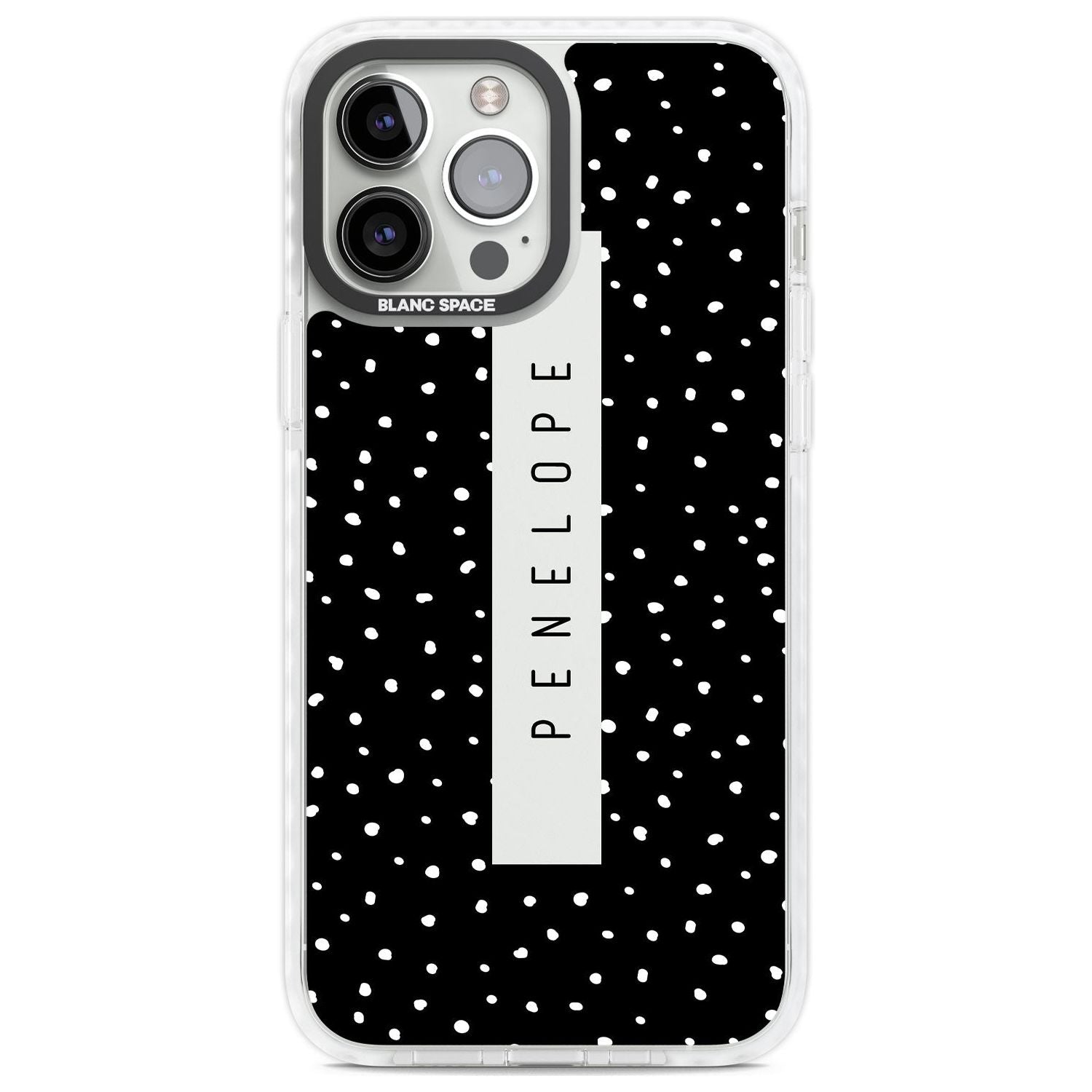 Personalised Black Dots Custom Phone Case iPhone 13 Pro Max / Impact Case,iPhone 14 Pro Max / Impact Case Blanc Space