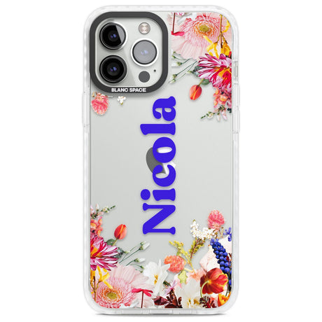 Personalised Text with Floral Borders Custom Phone Case iPhone 13 Pro Max / Impact Case,iPhone 14 Pro Max / Impact Case Blanc Space