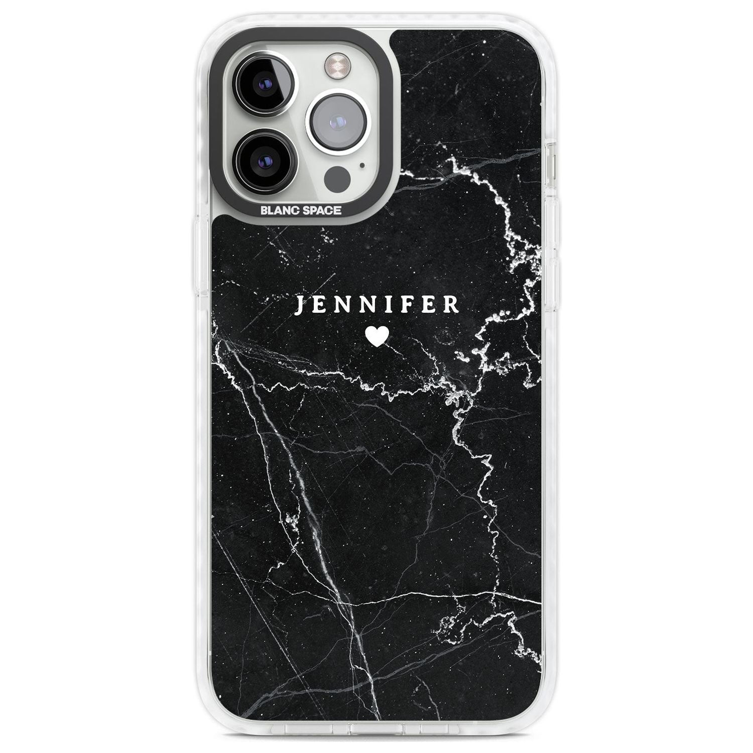 Personalised Black Marble 2 Custom Phone Case iPhone 13 Pro Max / Impact Case,iPhone 14 Pro Max / Impact Case Blanc Space