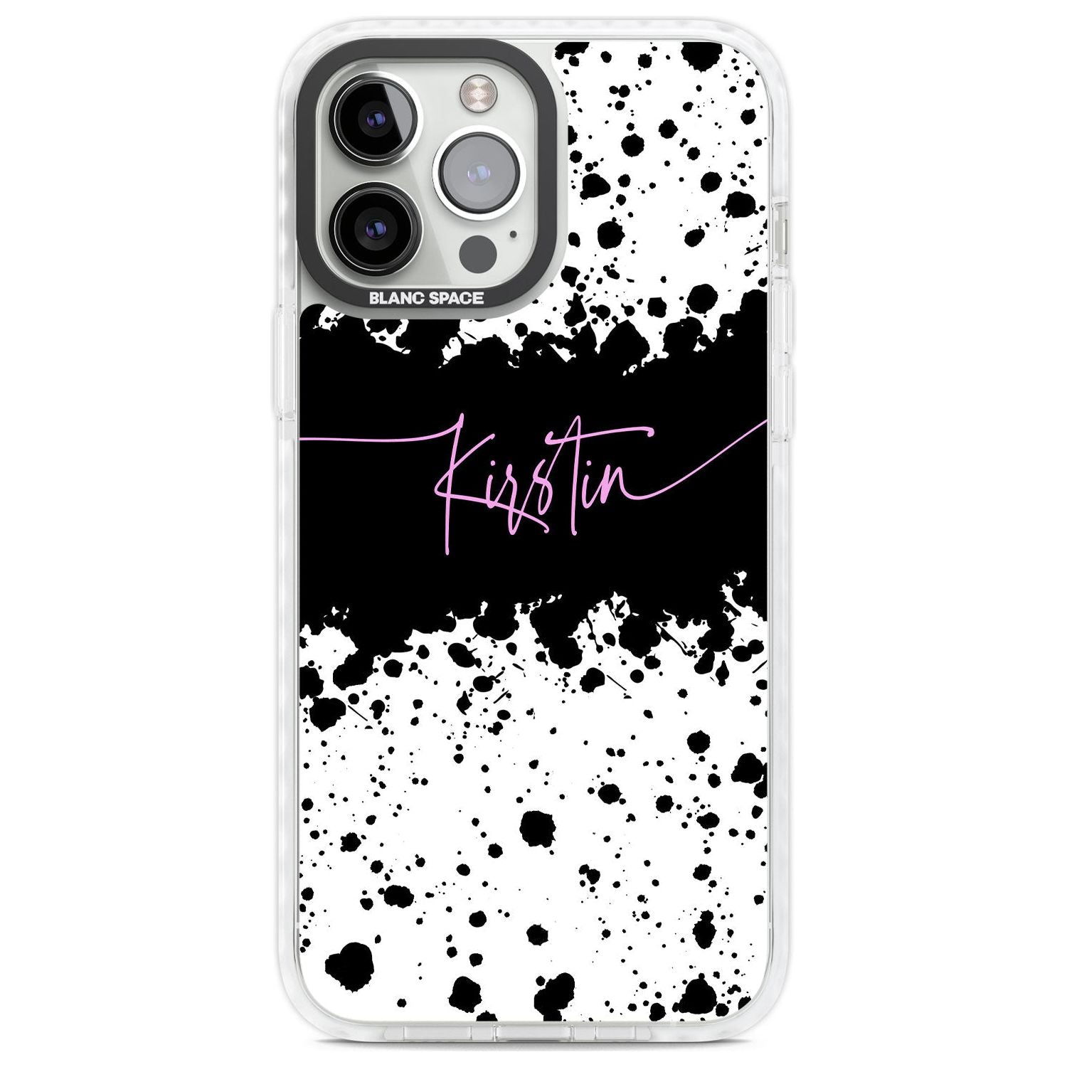 Personalised Black & White Paint Splatters Custom Phone Case iPhone 13 Pro Max / Impact Case,iPhone 14 Pro Max / Impact Case Blanc Space