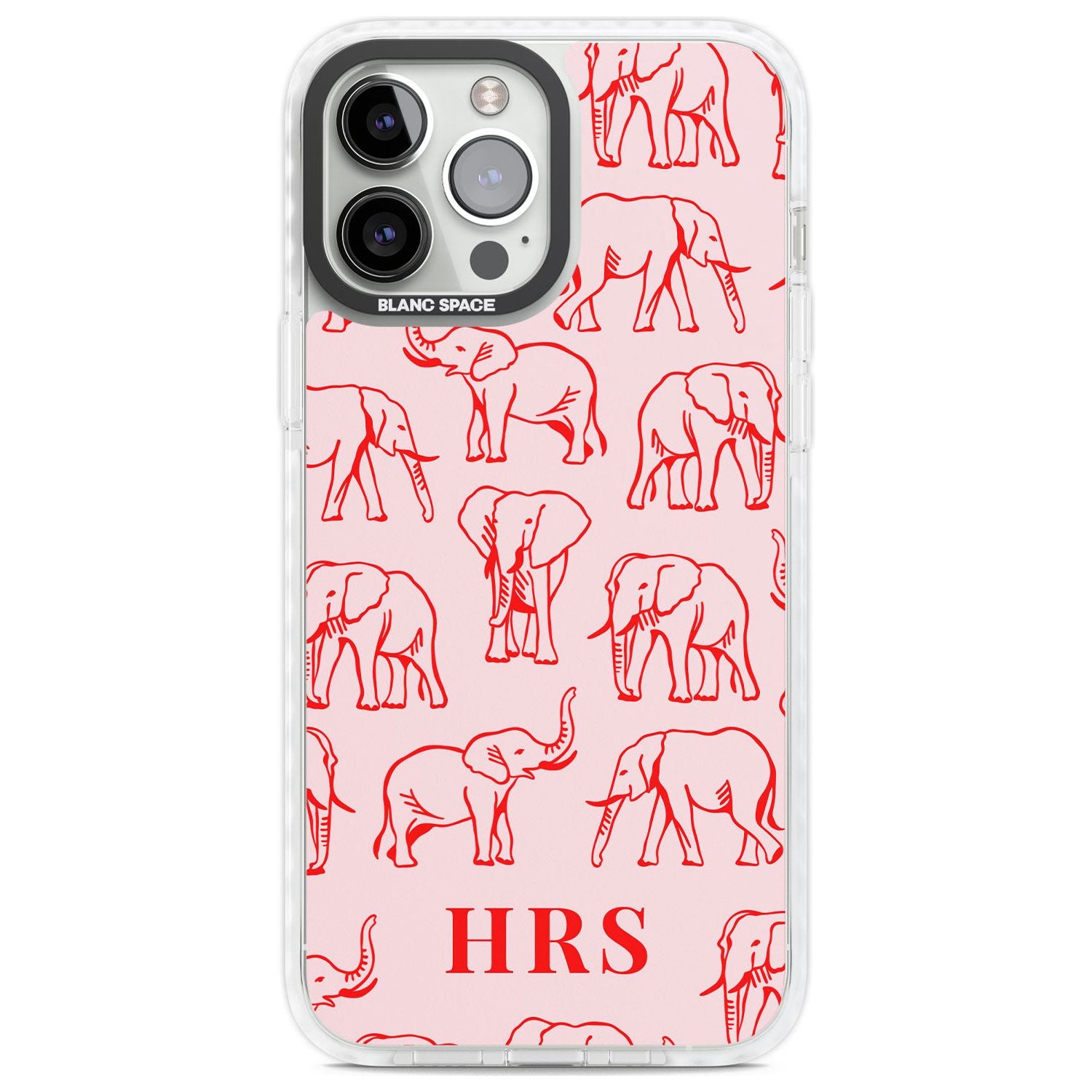 Personalised Red Elephant Outlines on Pink Custom Phone Case iPhone 13 Pro Max / Impact Case,iPhone 14 Pro Max / Impact Case Blanc Space