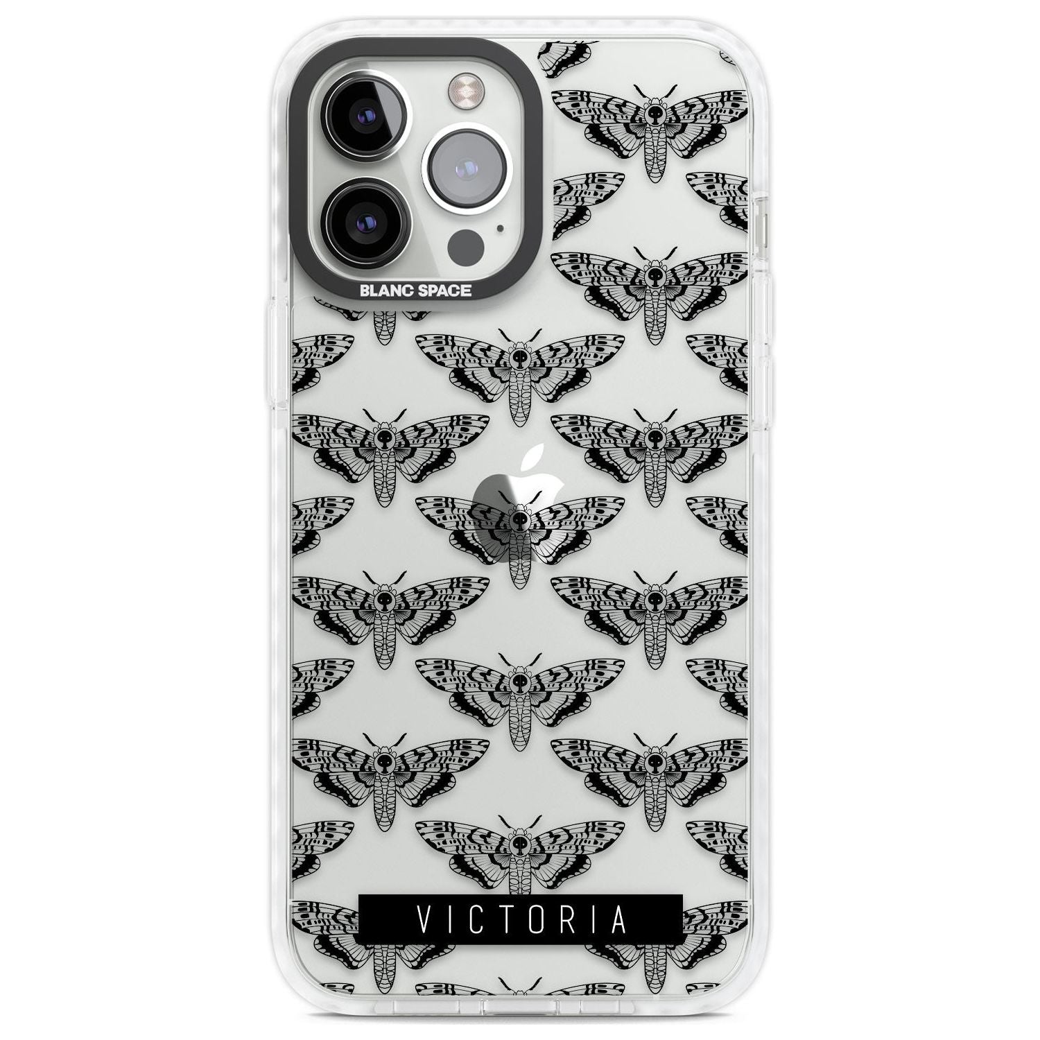 Personalised Hawk Moth Pattern Custom Phone Case iPhone 13 Pro Max / Impact Case,iPhone 14 Pro Max / Impact Case Blanc Space