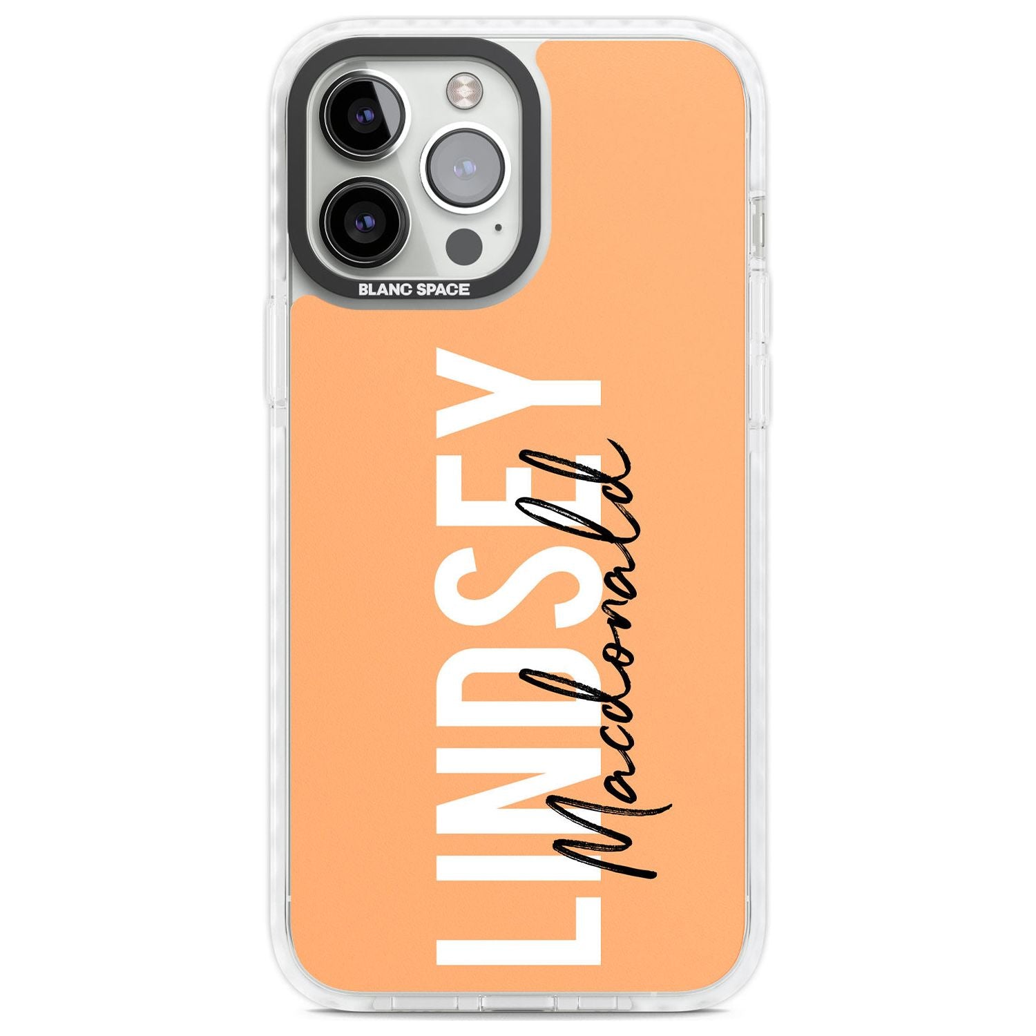 Personalised Bold Name: Peach Custom Phone Case iPhone 13 Pro Max / Impact Case,iPhone 14 Pro Max / Impact Case Blanc Space
