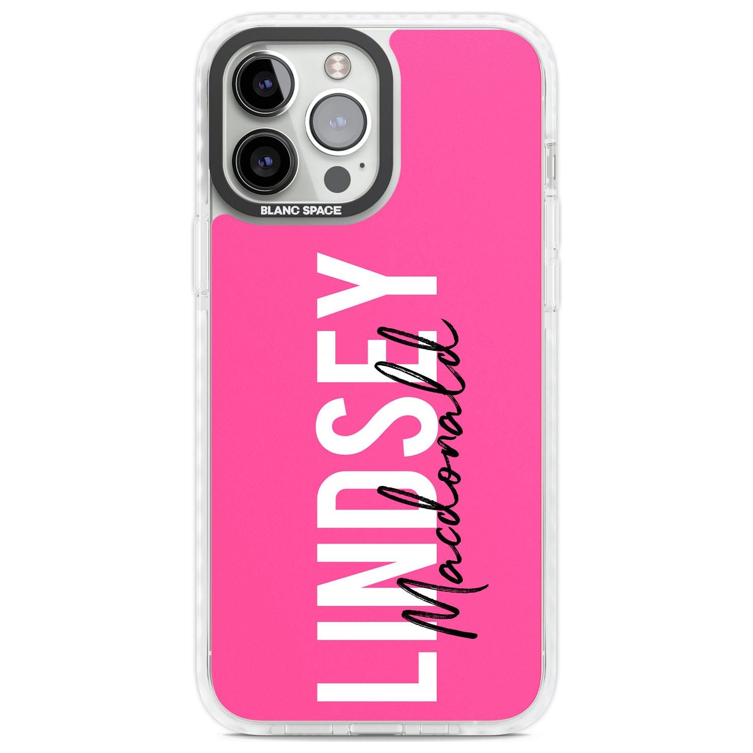 Personalised Bold Name: Pink Custom Phone Case iPhone 13 Pro Max / Impact Case,iPhone 14 Pro Max / Impact Case Blanc Space