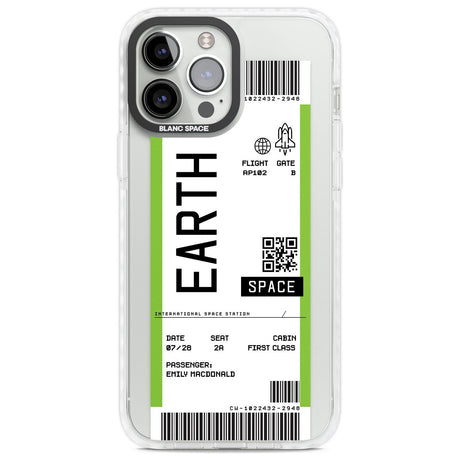 Personalised Earth Space Travel Ticket Custom Phone Case iPhone 13 Pro Max / Impact Case,iPhone 14 Pro Max / Impact Case Blanc Space