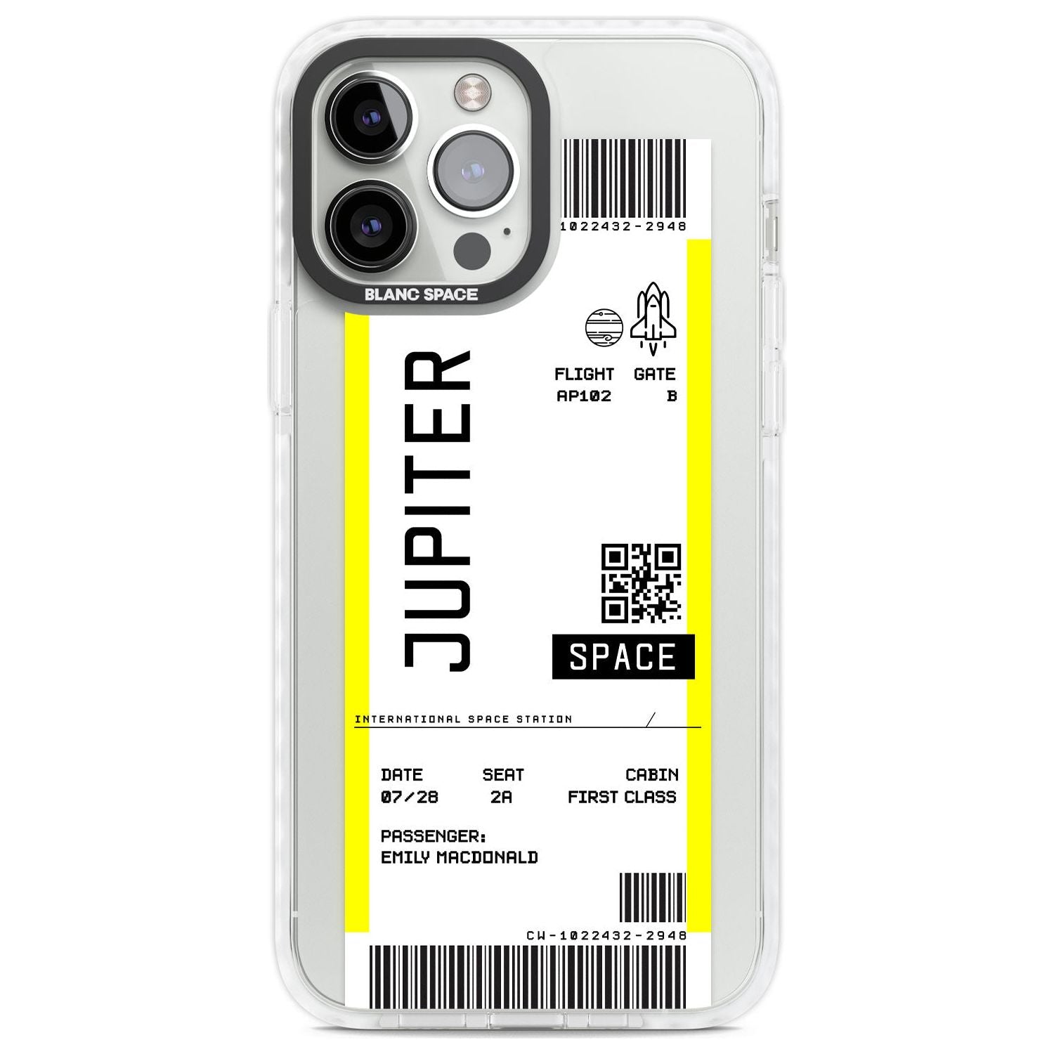 Personalised Jupiter Travel Ticket Custom Phone Case iPhone 13 Pro Max / Impact Case,iPhone 14 Pro Max / Impact Case Blanc Space