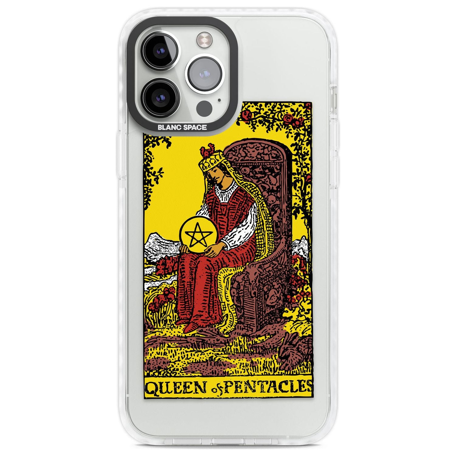 Personalised Queen of Pentacles Tarot Card - Colour Phone Case iPhone 13 Pro Max / Impact Case,iPhone 14 Pro Max / Impact Case Blanc Space