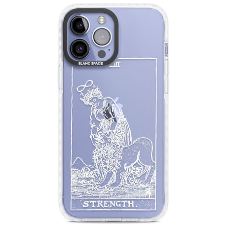 Personalised Strength Tarot Card - White Transparent Custom Phone Case iPhone 13 Pro Max / Impact Case,iPhone 14 Pro Max / Impact Case Blanc Space