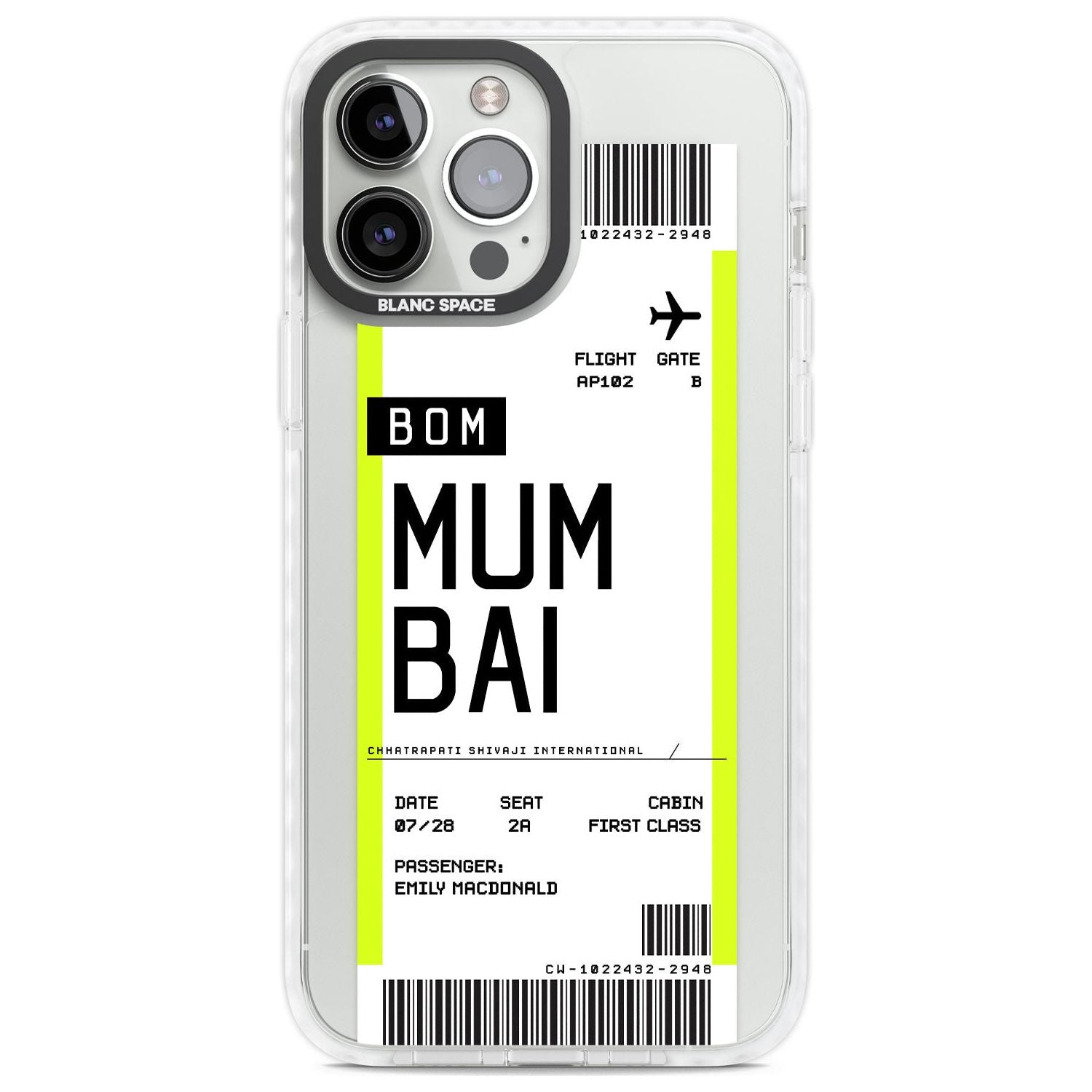 Personalised Mumbai Boarding Pass Custom Phone Case iPhone 13 Pro Max / Impact Case,iPhone 14 Pro Max / Impact Case Blanc Space