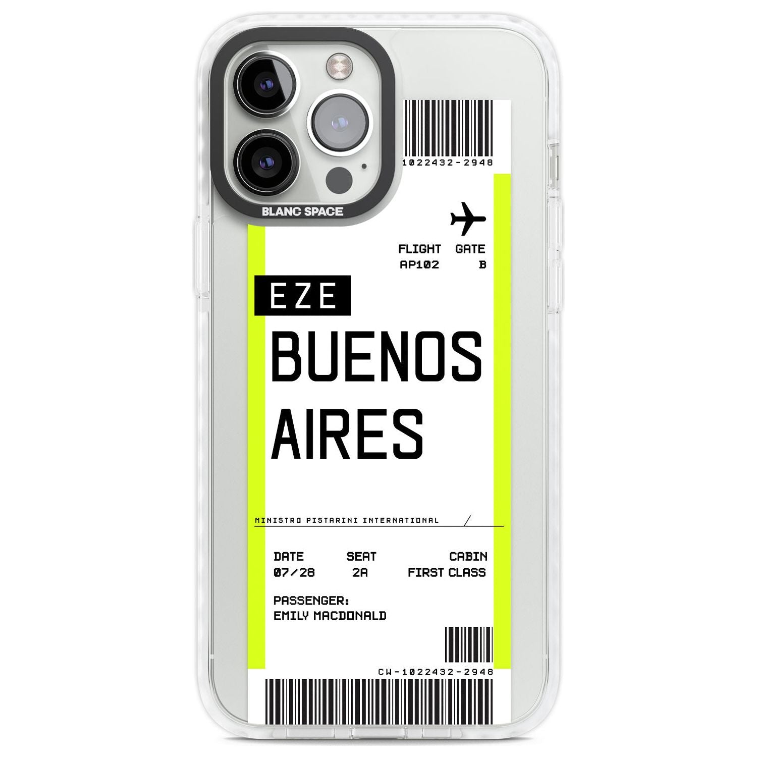 Personalised Buenos Aires Boarding Pass Custom Phone Case iPhone 13 Pro Max / Impact Case,iPhone 14 Pro Max / Impact Case Blanc Space