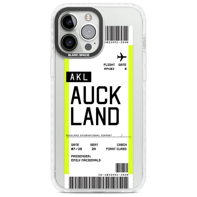 Personalised Auckland Boarding Pass Custom Phone Case iPhone 13 Pro Max / Impact Case,iPhone 14 Pro Max / Impact Case Blanc Space