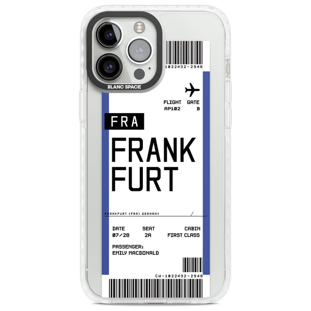 Personalised Frankfurt Boarding Pass Custom Phone Case iPhone 13 Pro Max / Impact Case,iPhone 14 Pro Max / Impact Case Blanc Space