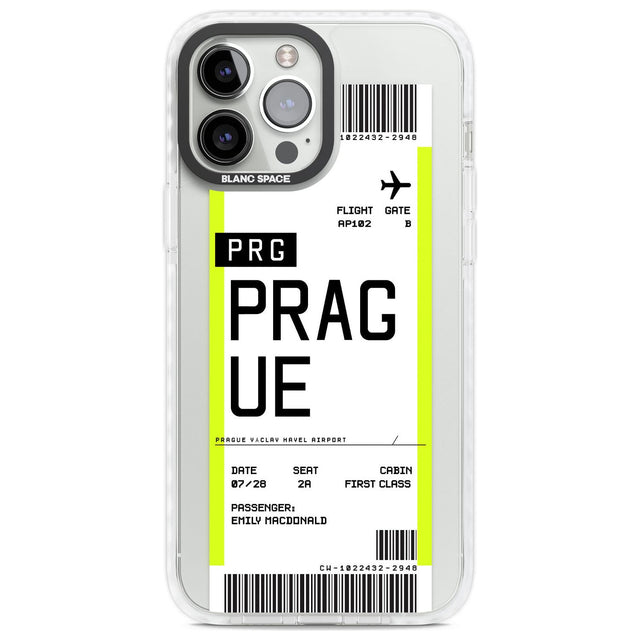 Personalised Prague Boarding Pass Custom Phone Case iPhone 13 Pro Max / Impact Case,iPhone 14 Pro Max / Impact Case Blanc Space