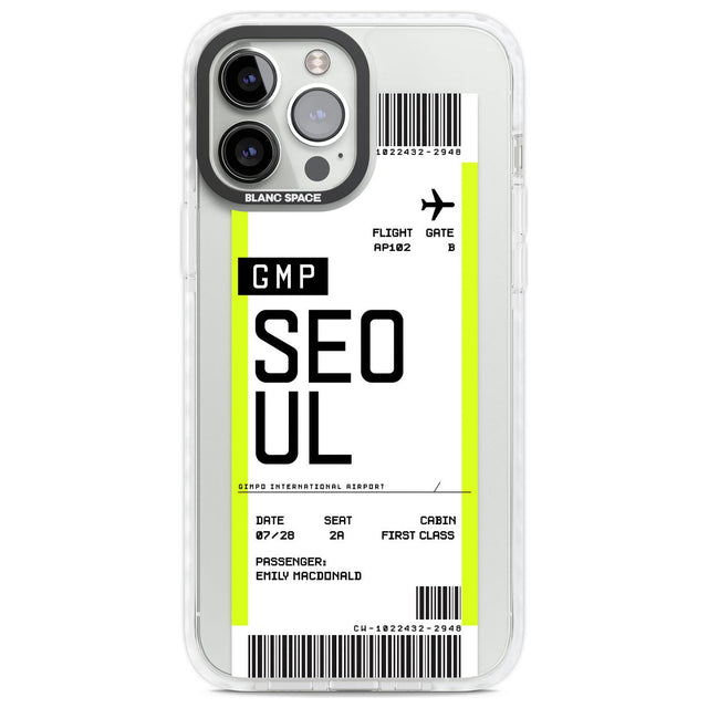 Personalised Seoul Boarding Pass Custom Phone Case iPhone 13 Pro Max / Impact Case,iPhone 14 Pro Max / Impact Case Blanc Space