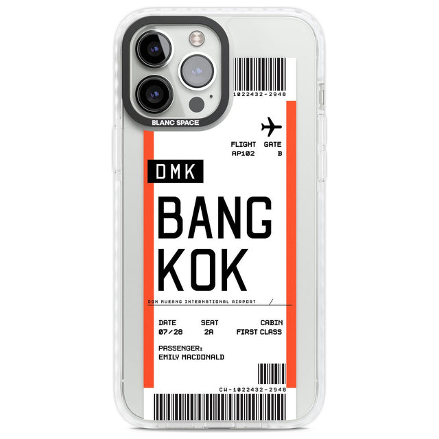 Personalised Bangkok Boarding Pass Custom Phone Case iPhone 13 Pro Max / Impact Case,iPhone 14 Pro Max / Impact Case Blanc Space
