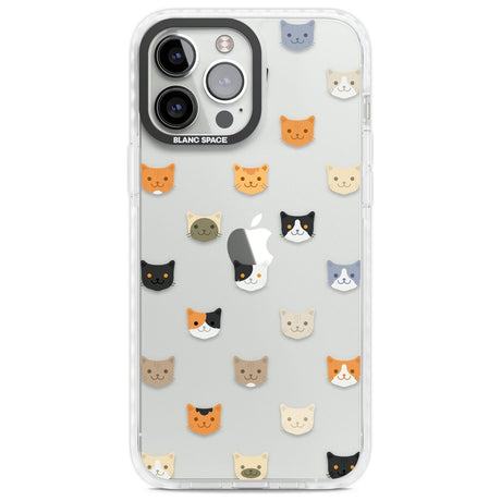 Cute Cat Face Transparent Phone Case iPhone 13 Pro Max / Impact Case,iPhone 14 Pro Max / Impact Case Blanc Space