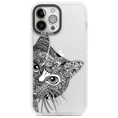 Henna Cat Phone Case iPhone 13 Pro Max / Impact Case,iPhone 14 Pro Max / Impact Case Blanc Space