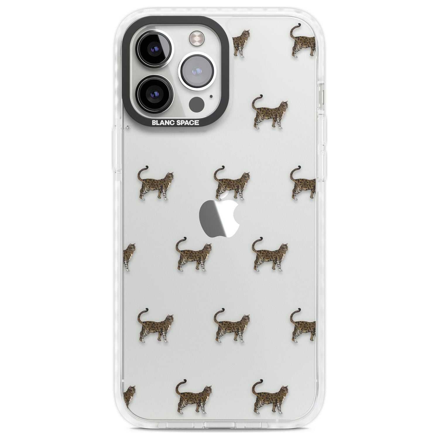 Bengal Cat Pattern Phone Case iPhone 13 Pro Max / Impact Case,iPhone 14 Pro Max / Impact Case Blanc Space