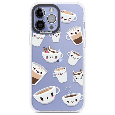Coffee Faces Phone Case iPhone 13 Pro Max / Impact Case,iPhone 14 Pro Max / Impact Case Blanc Space