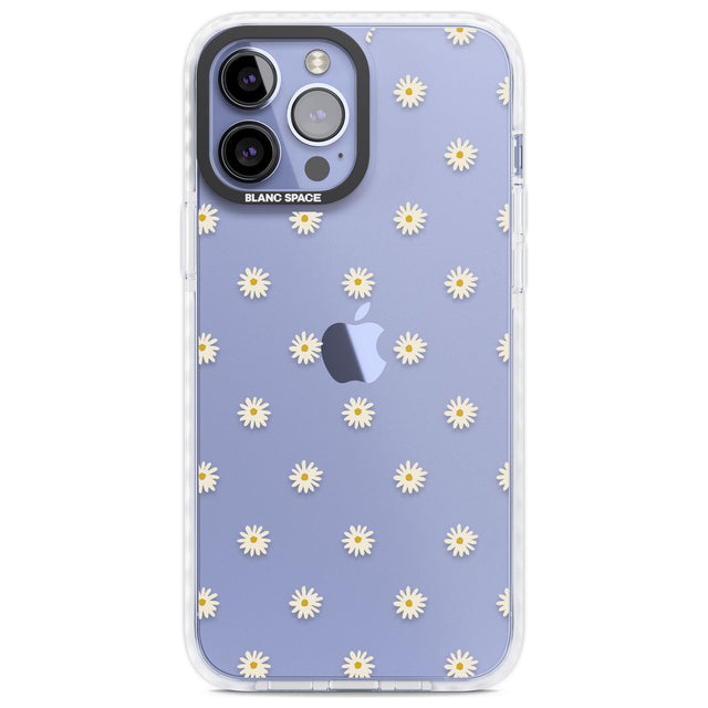 Daisy Pattern Transparent Cute Floral Phone Case iPhone 13 Pro Max / Impact Case,iPhone 14 Pro Max / Impact Case Blanc Space