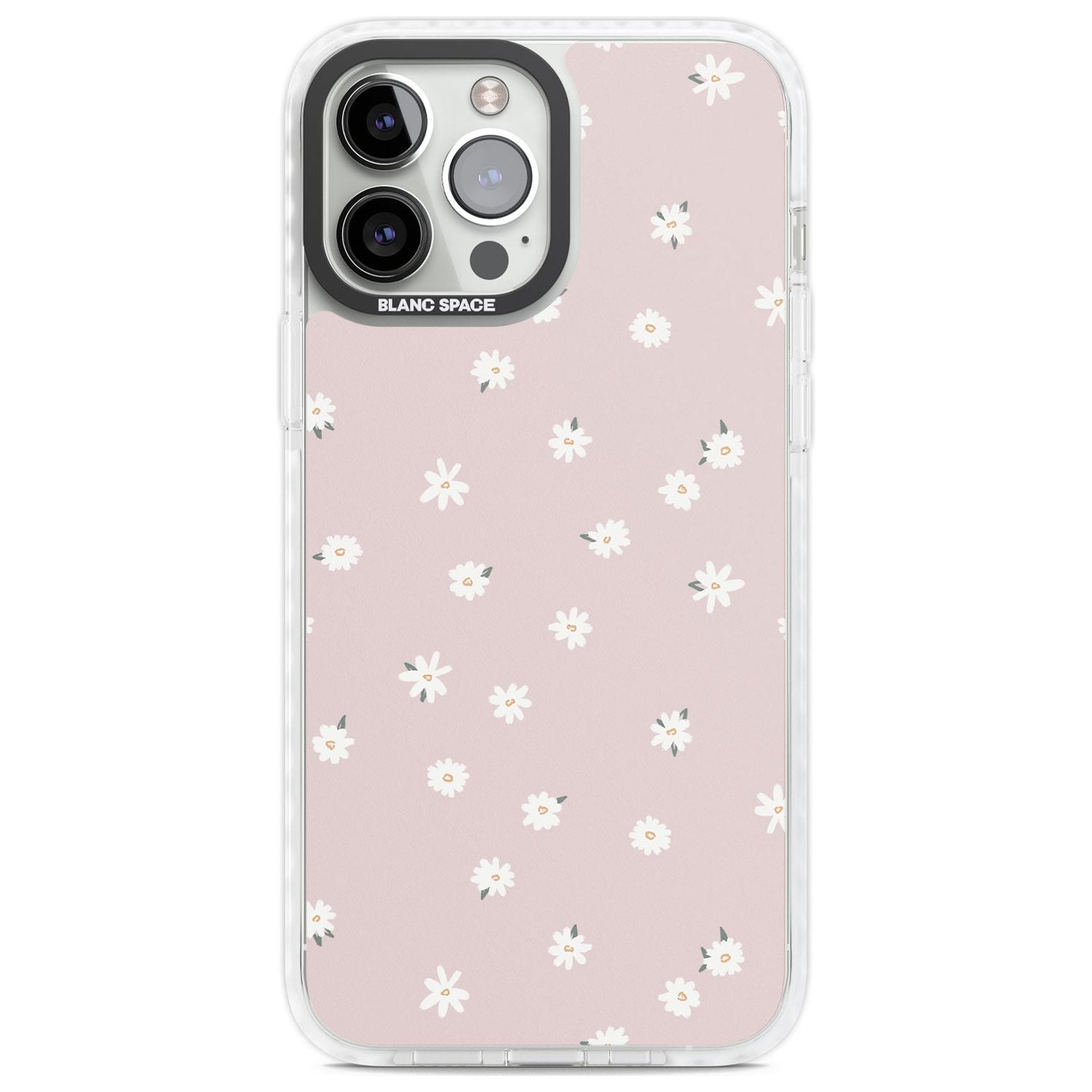 Painted Daises on Pink Phone Case iPhone 13 Pro Max / Impact Case,iPhone 14 Pro Max / Impact Case Blanc Space