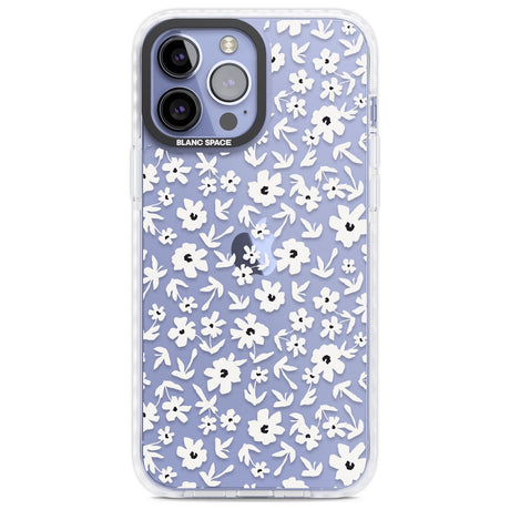 Floral Print on Transparent Phone Case iPhone 13 Pro Max / Impact Case,iPhone 14 Pro Max / Impact Case Blanc Space