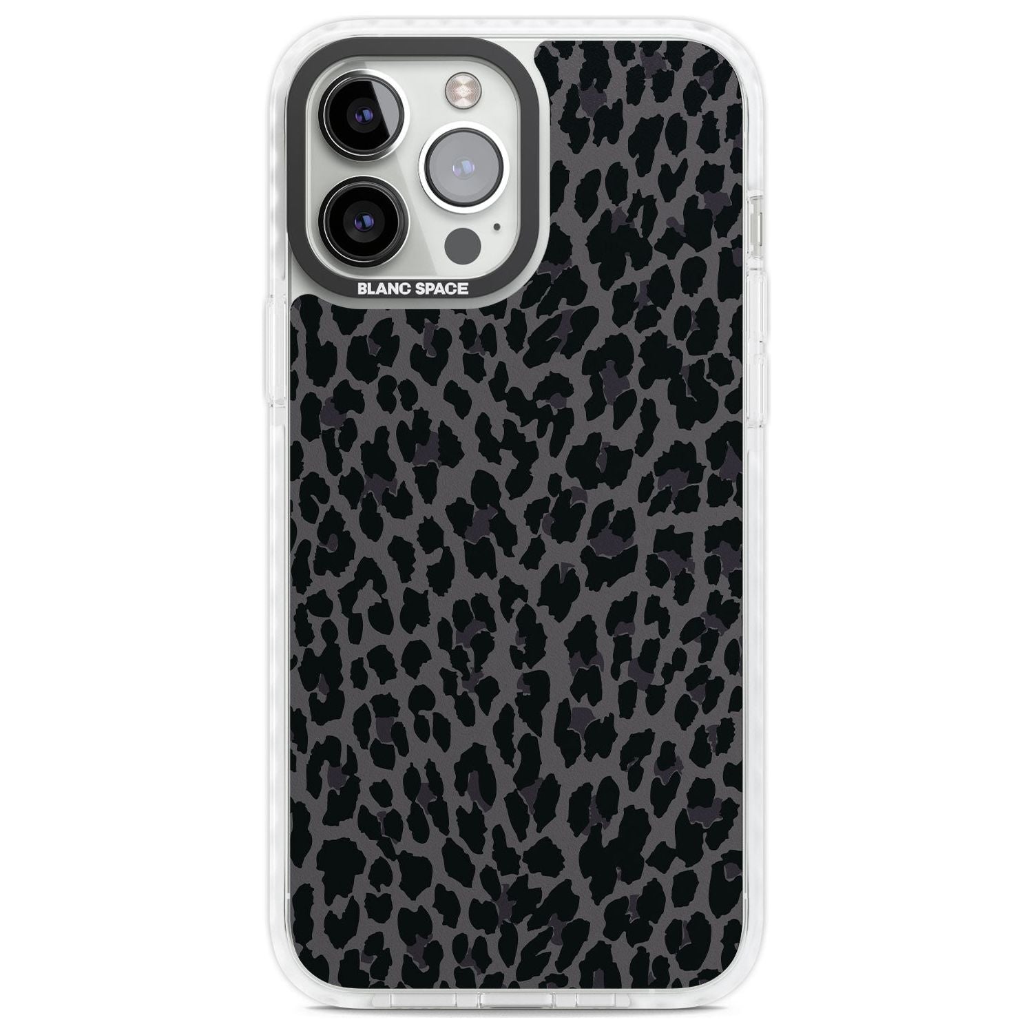 Dark Animal Print Pattern Small Leopard Phone Case iPhone 13 Pro Max / Impact Case,iPhone 14 Pro Max / Impact Case Blanc Space
