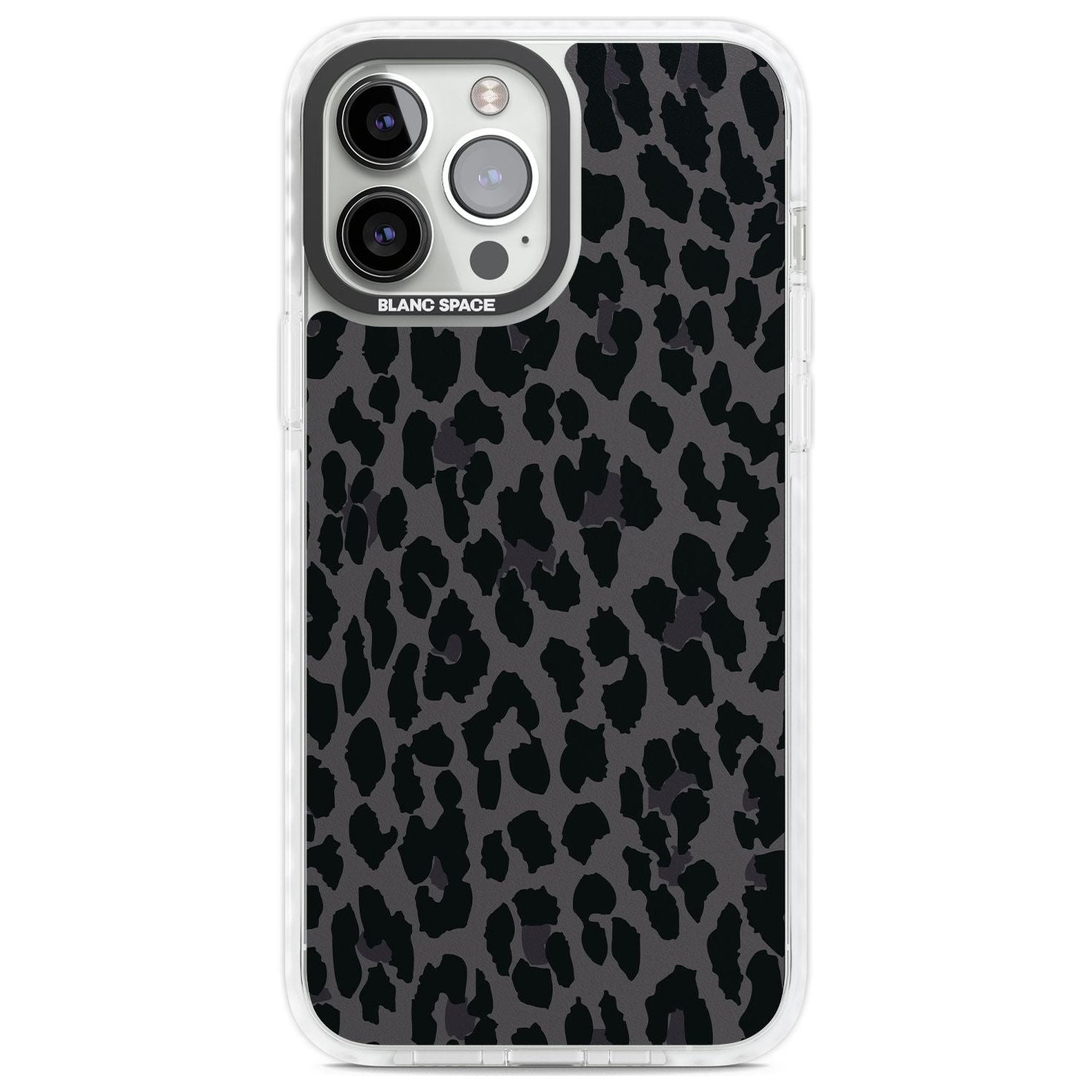 Dark Animal Print Pattern Large Leopard Phone Case iPhone 13 Pro Max / Impact Case,iPhone 14 Pro Max / Impact Case Blanc Space