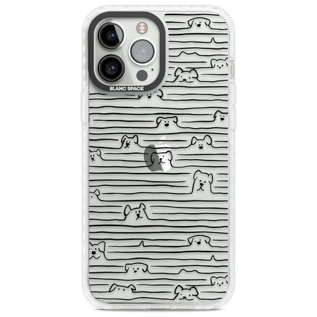 Dog Line Art - Black Phone Case iPhone 13 Pro Max / Impact Case,iPhone 14 Pro Max / Impact Case Blanc Space