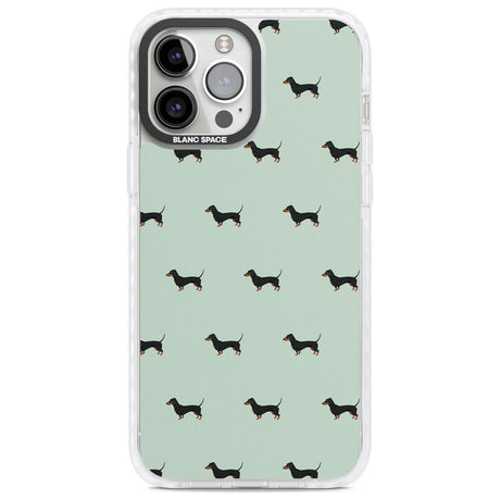 Dachshund Dog Pattern Phone Case iPhone 13 Pro Max / Impact Case,iPhone 14 Pro Max / Impact Case Blanc Space