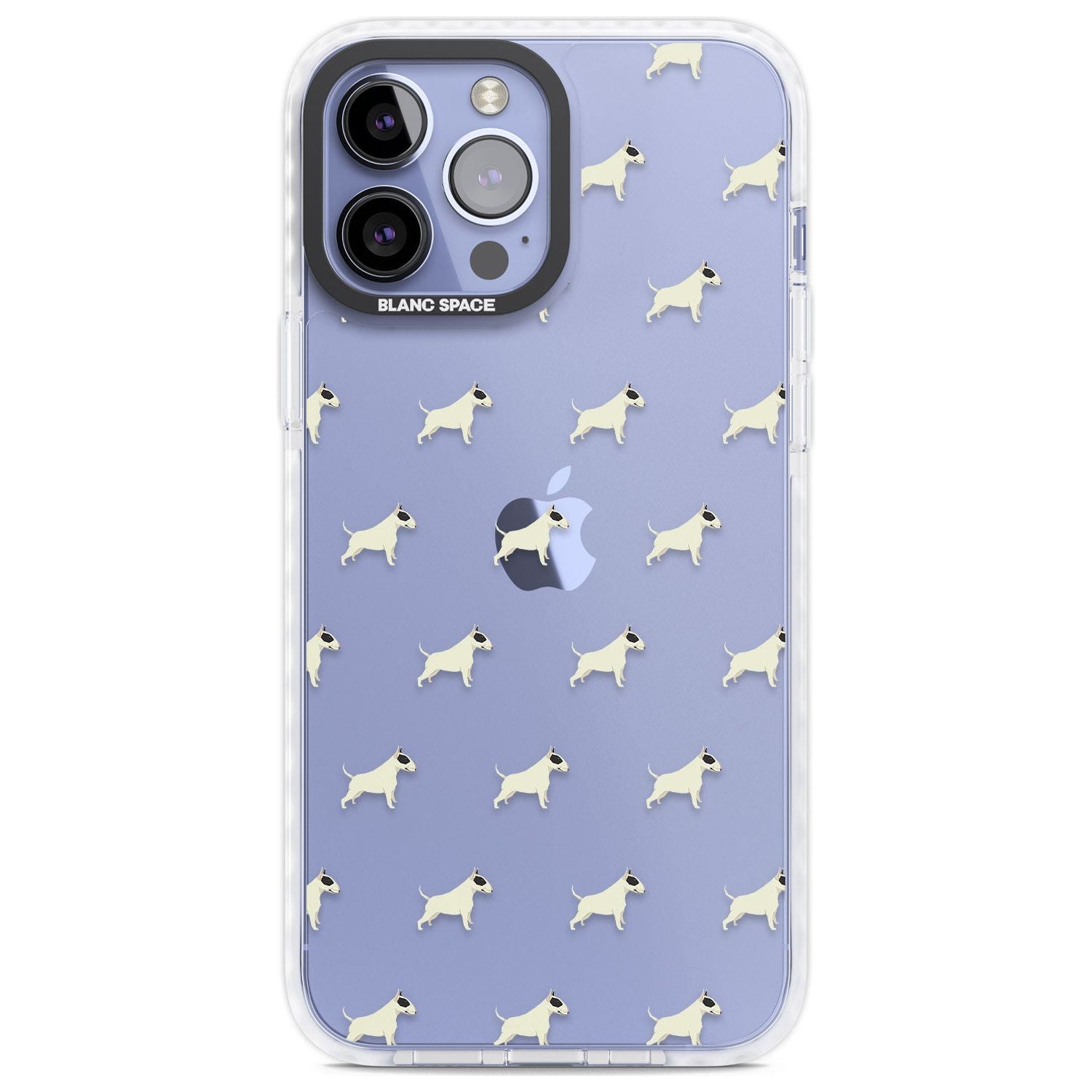Bull Terrier Dog Pattern Clear Phone Case iPhone 13 Pro Max / Impact Case,iPhone 14 Pro Max / Impact Case Blanc Space